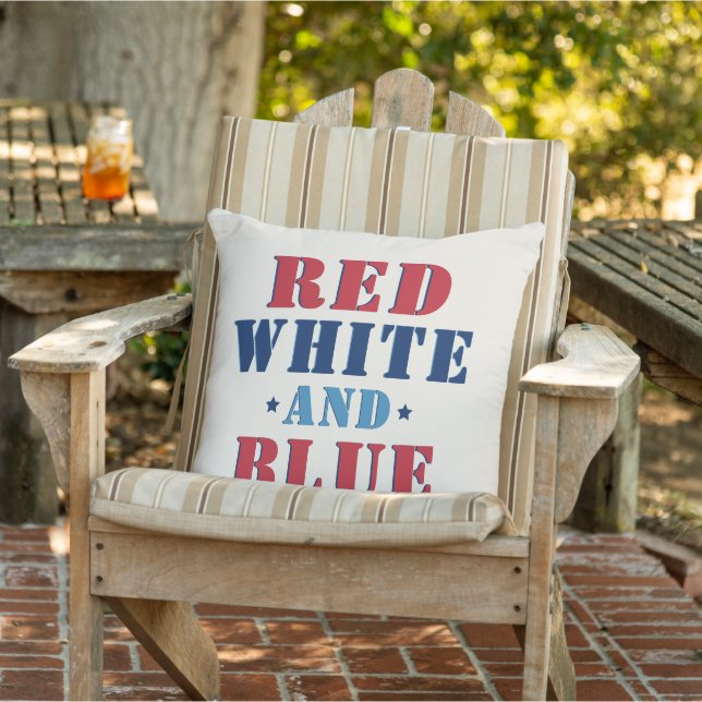 Red White and Blue Fourth of July Holiday Outdoor Cushion (Chair)