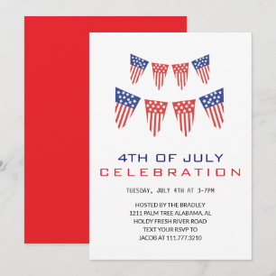 Red White and Blue Fourth of July Independence Day Invitation