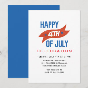 Red White and Blue Fourth of July Independence Day Invitation