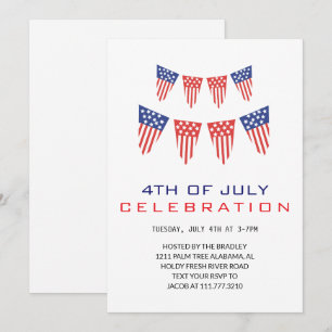 Red White and Blue Fourth of July Independence Day Invitation