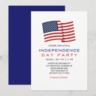 Red White and Blue Fourth of July Independence Day Invitation