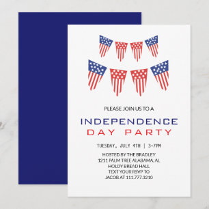 Red White and Blue Fourth of July Independence Day Invitation