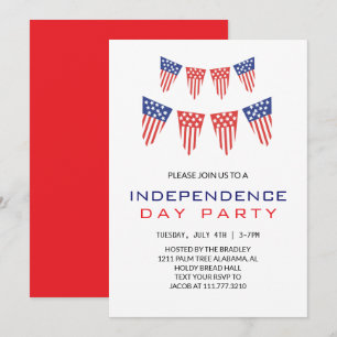 Red White and Blue Fourth of July Independence Day Invitation