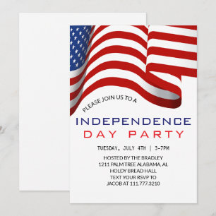 Red White and Blue Fourth of July Independence Day Invitation