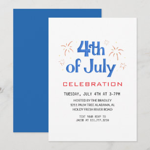 Red White and Blue Fourth of July Independence Day Invitation