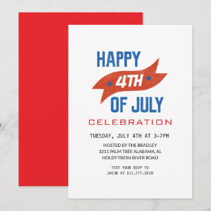 Red White and Blue Fourth of July Independence Day Invitation