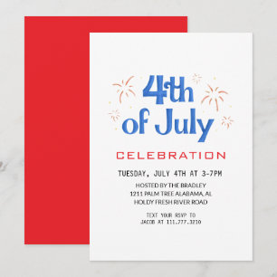 Red White and Blue Fourth of July Independence Day Invitation