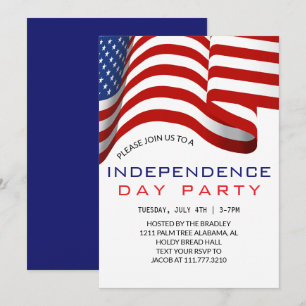 Red White and Blue Fourth of July Independence Day Invitation