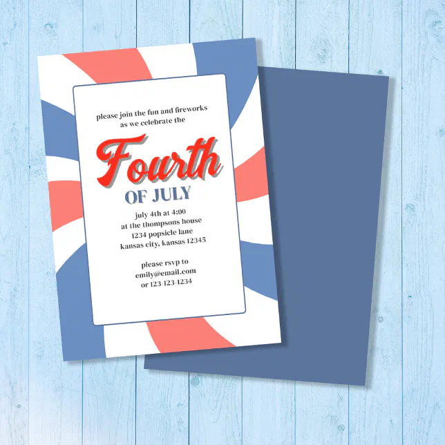 Red White and Blue Fourth of July Invitation | Zazzle