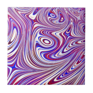 Red, White, and Blue Fractal Design Ceramic Tile