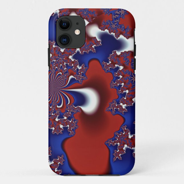red white and blue fractal iphone case (Back)