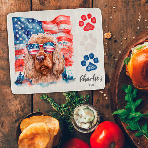Red White and Blue Funny Cocker Spaniel Dog Treat Cutting Board
