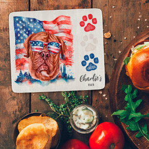 Red White and Blue Funny French Mastiff Dog Treat Cutting Board