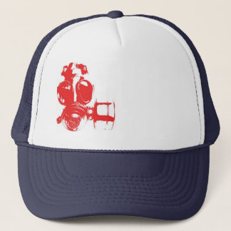 Red White and Blue Gas Mask Trucker Hat