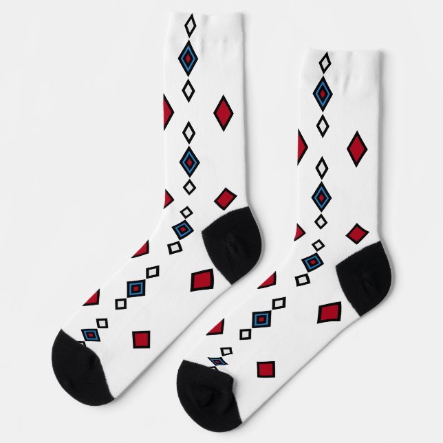 Red White and Blue Geometric  Socks (Left)