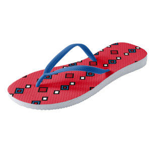 Red White and Blue Geometric  Thongs