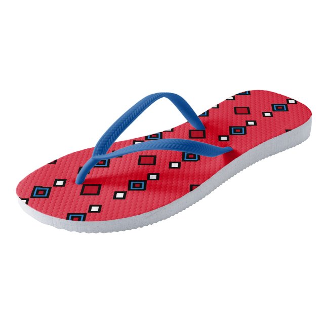 Red White and Blue Geometric  Thongs (Angled)
