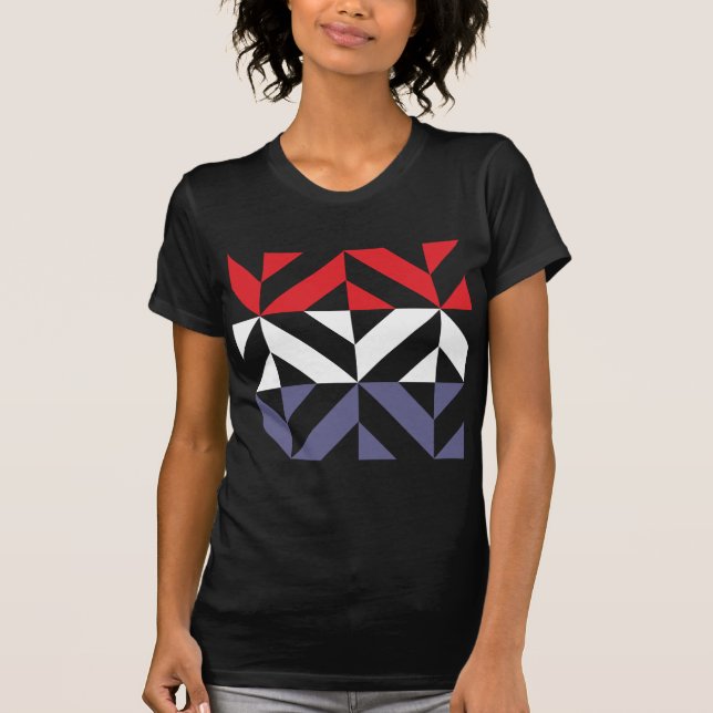 Red White and Blue Geometric ZigZag T-Shirt (Front)