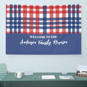 Red, White and Blue Gingham Family Reunion Banner