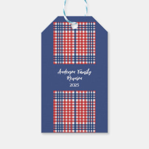 Red, White and Blue Gingham Family Reunion Gift Tags