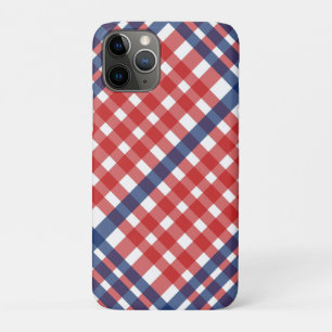 Red White and Blue Gingham Plaid iPhone 11 Pro Case