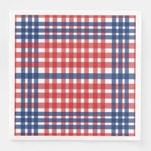 Red White and Blue Gingham Plaid Napkin