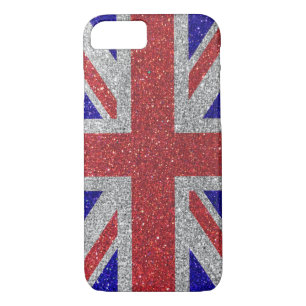 Red White and Blue Glitter Union Jack British Flag iPhone 8/7 Case