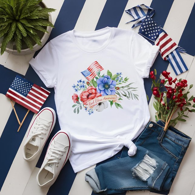 Red White and Blue | God Bless America  T-Shirt (Creator Uploaded)