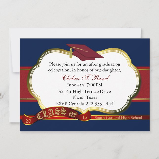 Red, White, and Blue Graduation Party Invitation (Front)