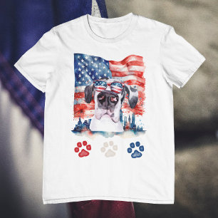 Red White and Blue Great Dane Dog Pet 4th of July T-Shirt