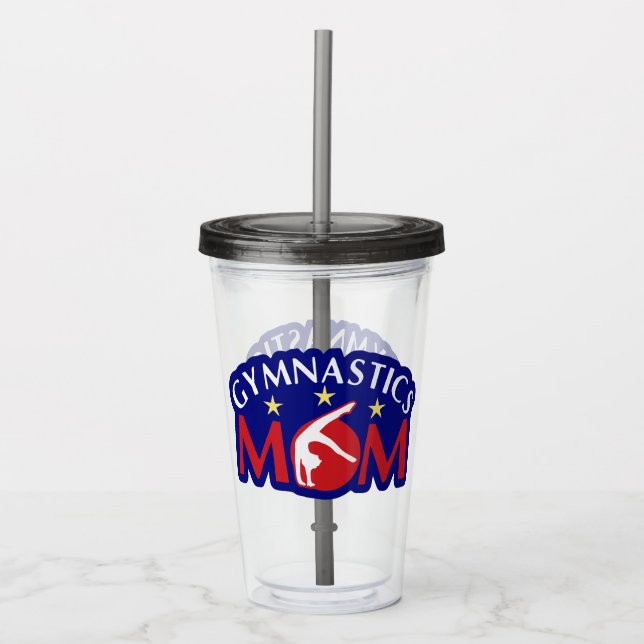 Red White and Blue Gymnastics Mum Acrylic Tumbler (Front)