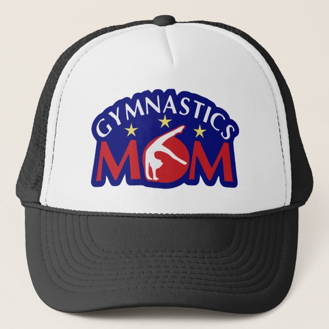 Red White and Blue Gymnastics Mum Trucker Hat (Front)
