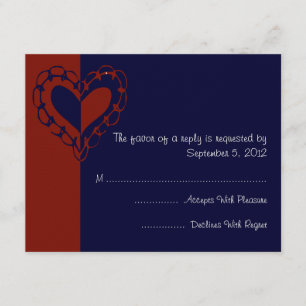 Red, White, and Blue Heart Wedding RSVP Card