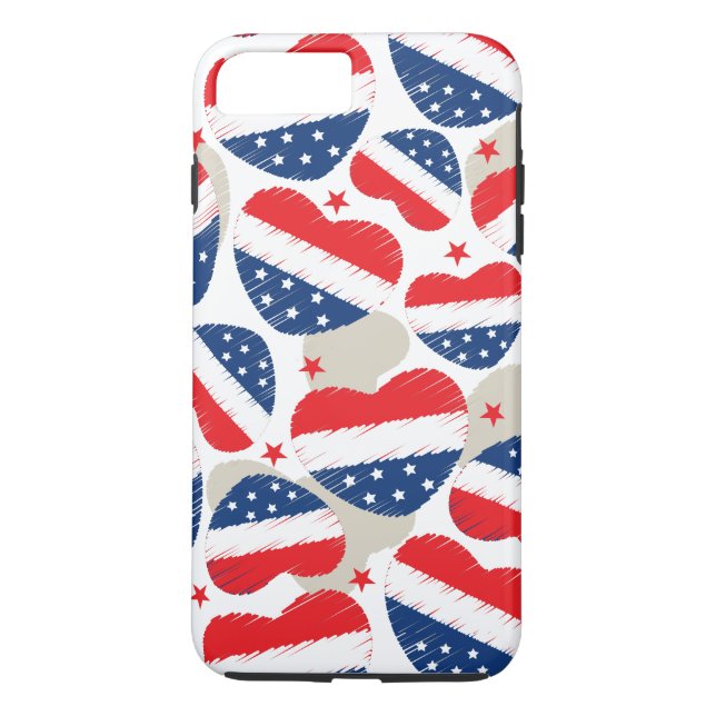 Red, White and Blue Hearts Case-Mate iPhone Case (Back)