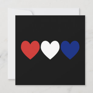 Red White and Blue Hearts Invitation