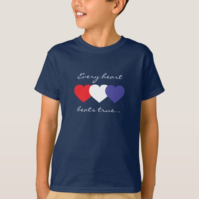 Red White and Blue Hearts T-Shirt (Front)