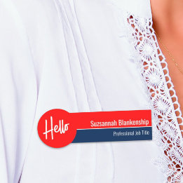 Red White and Blue Hello Custom Name Tag