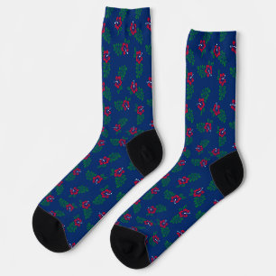 Red, White and Blue Hibiscus Socks
