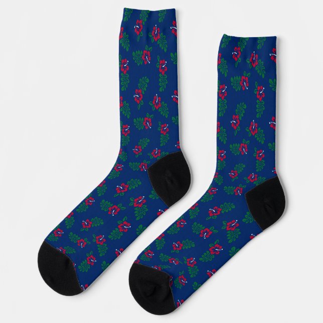 Red, White and Blue Hibiscus Socks (Left)