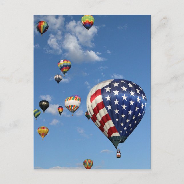 Red, White and Blue Hot Air Balloon Postcard (Front)