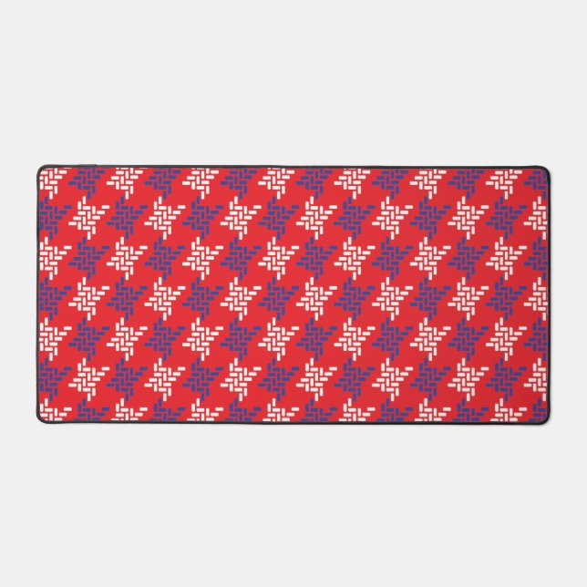 Red White And Blue Houndstooth Pattern Desk Mat (Front)