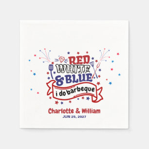 Red White and Blue i do BBQ Couple Bridal shower Napkin