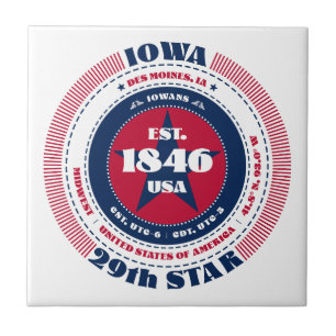 Red, White, and Blue Iowa Ceramic Tile