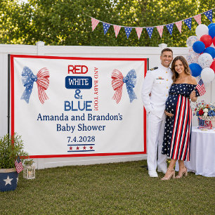 Red White and Blue July Fourth Baby Shower Banner