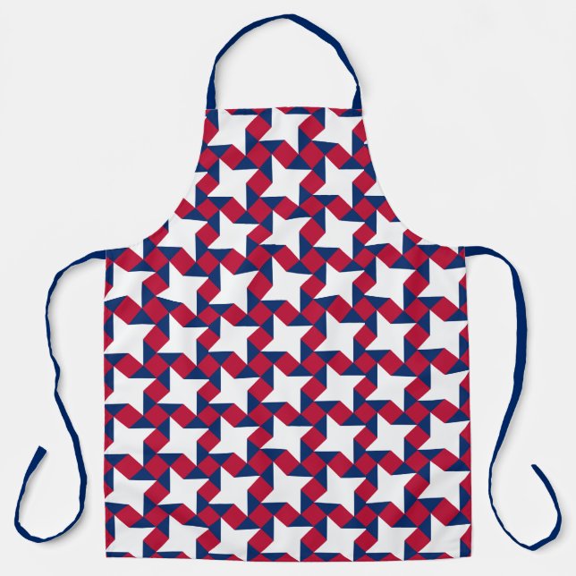 Red, White and Blue July Fourth Patchwork Pattern Apron (Front)