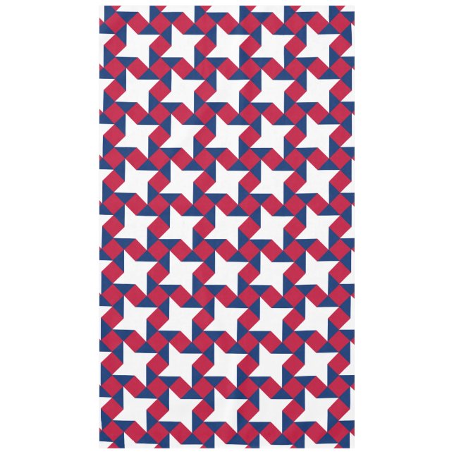 Red, White and Blue July Fourth Patchwork Pattern Tablecloth (Front)