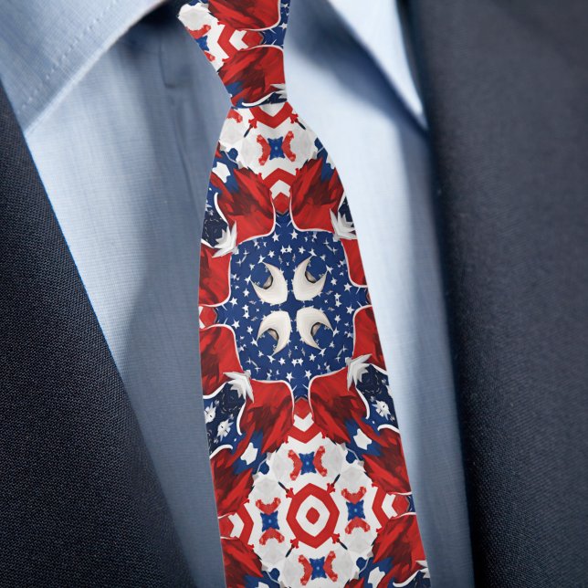 Red White and Blue Kaleidoscope Pattern Necktie (Creator Uploaded)