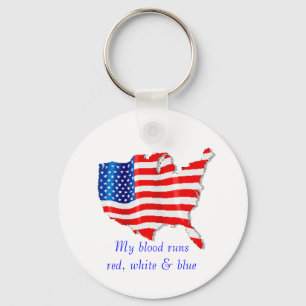 red white and blue key ring