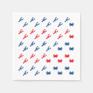 Red white and blue lobster and crab patriotic napkin