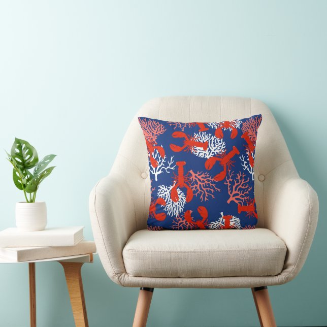 Red White and Blue Lobsters Pattern Cushion (Chair)